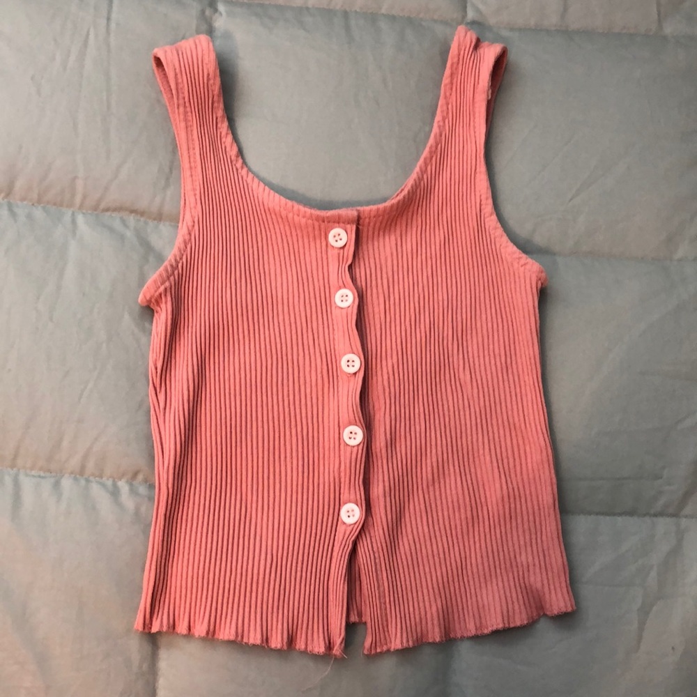 Pink Ribbed Crop Top